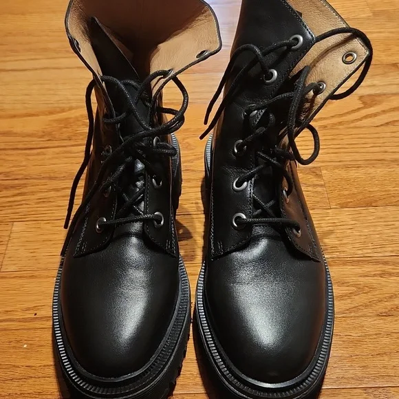 Madewell Rayna Black Lace Up Combat Boots - Picture 2 of 5